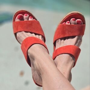 Franc Sarto Coral Wedge Women's Sandals Sz 9 Two Straps